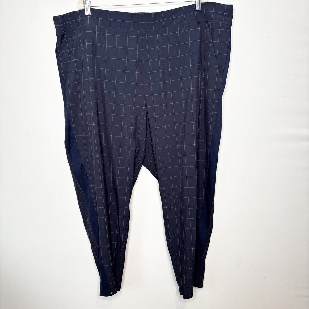 Athleta Brooklyn Textured Ankle Pant Size 26 Navy Windowpane Plaid Plus Size - Picture 3 of 10